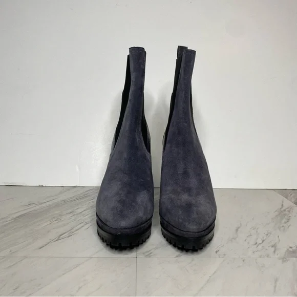 All Saints Sahara Gray Suede Snakeskin Heeled Boot 11 - Picture 2 of 16